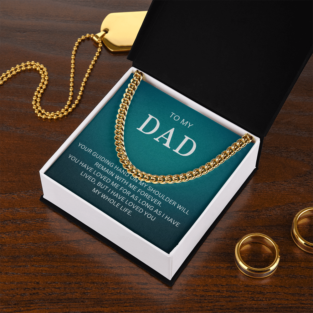 Devastating Designs Engraved 'Love You Dad' Stainless Steel Cuban Link Chain Necklace – 24